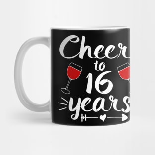 Cheers to 16 years Anniversary Gifts For Couple, Women and Men Mug